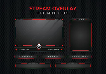 Twitch obs streaming panel overlay design template full package setup