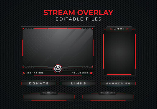 Twitch obs streaming panel overlay design template full package setup