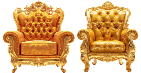 Royal throne chair isolated on transparent background.
