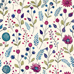 Floral seamless pattern vector illustration.