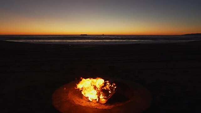 Fire Burns on Los Angeles Beach in Slow Motion