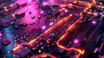 Obraz premium circuit board cyberpunk 