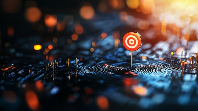 Creative representation of a bull s eye surrounded by SEO tools and techniques, all aimed at perfect optimization