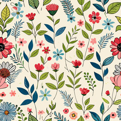 Floral seamless pattern vector illustration.