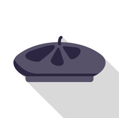 Classic french beret hat, a timeless symbol of parisian style and artistic flair, isolated on white background with long shadow effect