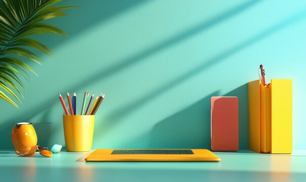 Remote work essentials, compact gadgets with sleek design, 3D illustration