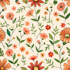 Floral seamless pattern vector illustration.