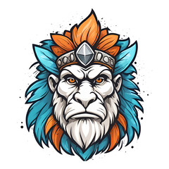 Tribal Warrior Ape Illustration