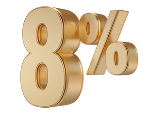 8 Percent Off Sale . Red Number Promotion