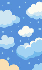 A vibrant cartoon illustration depicting clouds floating in a blue sky