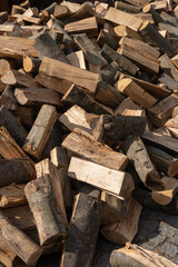 Large pile of chopped firewood