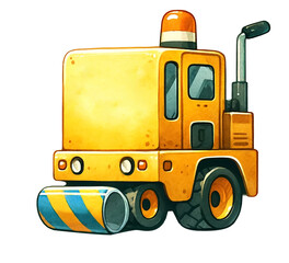 Naklejka premium painting of a road marking machine, designed in a playful 