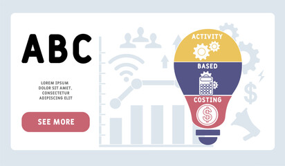 ABC - activity based costing acronym. business concept background. vector illustration concept with keywords and icons. lettering illustration with icons for web banner, flyer, landing