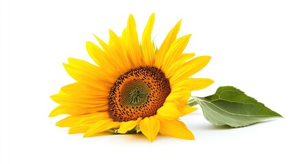 Obraz premium Single Sunflower Isolated on White Background