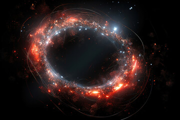 Obraz premium Cosmic Ring: Glowing Particles and Light Trails in Space