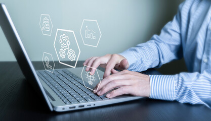 Concept of workflow development and process automation in business.