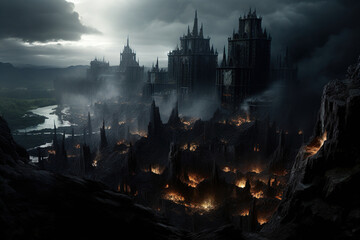 Fototapeta premium Dark Fantasy City Ruins - Apocalyptic Architecture