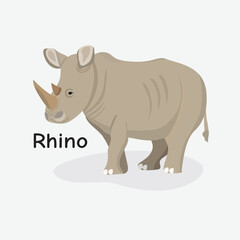 Obraz premium Rhino Vector Illustration: Endangered Savanna Animal