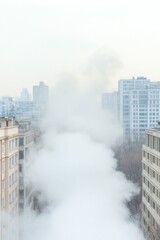A vivid representation of exhaust fumes swirling in the air, drawing attention to urban air quality issues
