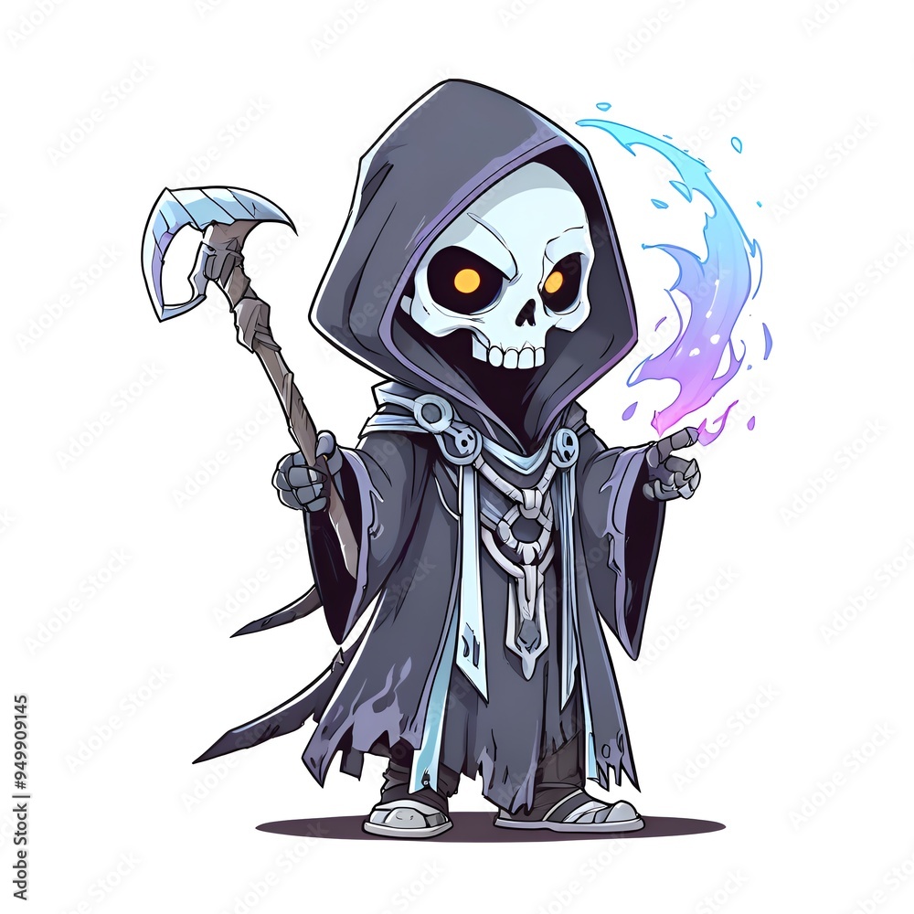 Poster cute grim reaper cartoon