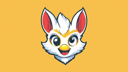 Fototapeta premium Cute White Furry Cartoon Animal