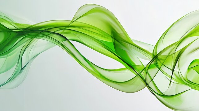 A green design with abstract curves, dynamic and flowing