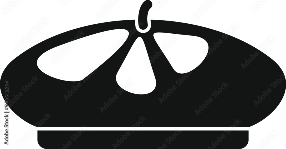 Poster simple black and white vector illustration of a classic french beret, a timeless symbol of french st