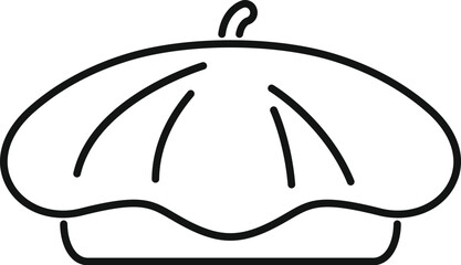 This minimalist line art drawing represents a classic french beret, evoking a sense of parisian style and artistic flair