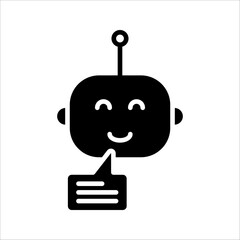 Obraz premium Chat bot icon, Robot, support bot, online support service, Chat bot for customer service, virtual assistant, Artificial intelligence robot, on white background.