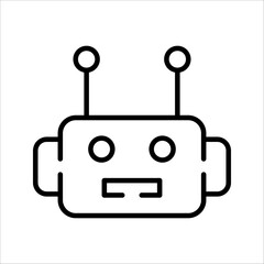 Chat bot icon, Robot, support bot, online support service, Chat bot for customer service, virtual assistant, Artificial intelligence robot, on white background.