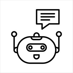 Chat bot icon, Robot, support bot, online support service, Chat bot for customer service, virtual assistant, Artificial intelligence robot, on white background.