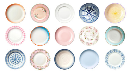 PNG flatlay plate element set, transparent background