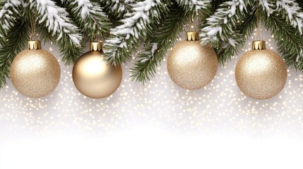 Enchanting winter landscape with snow-covered trees and glowing ornaments capturing the magic of Christmas in a serene holiday setting