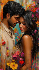 Indian man and woman in love