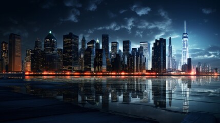 Fototapeta premium Night Skyline of a Modern Metropolis