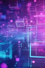 Fototapeta premium Abstract Neon Glow Lines, Digital Network, Technology, Future Concept, Purple, Blue Background.
