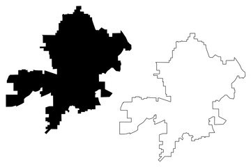 Fort Wayne City, Indiana (United States cities, United States of America, usa city) map vector illustration, scribble sketch City of Fort Wayne map