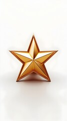 Obraz premium Golden Geometric Star Icon Representing Excellence and Achievement on White Background