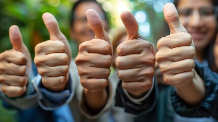 Thumbs Up Gesture in a Positive and Friendly Environment