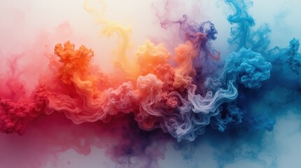 Fototapeta premium Vibrant waves of colorful ink and smoke blending seamlessly