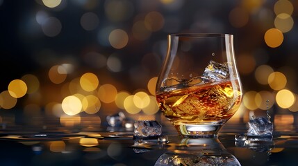 whisky fluid liquid background luxury still life of whisky glass with ice cube 