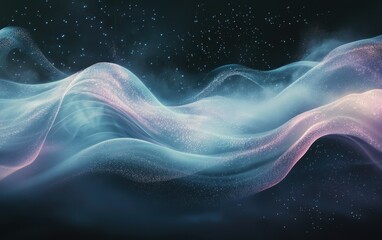 Obraz premium Abstract Blue and Pink Wavy Background with Stars