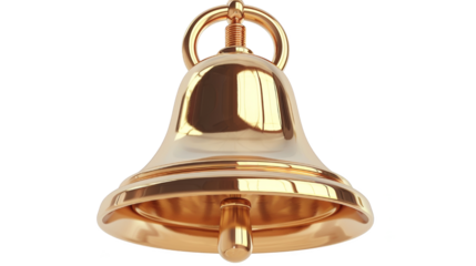 Elegant Golden School Bell Isolated on White - Perfect for Education Themes