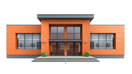 Modern Educational Building Entrance Isolated on White Background