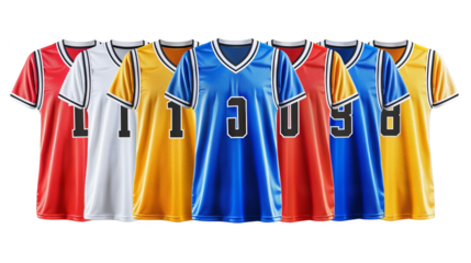 Colorful Team Sport Jerseys Collection Isolated on White