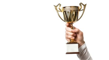 Victory in Your Hands - Shiny Gold Trophy Held Aloft