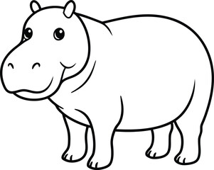 Hippopotamus illustration coloring page for kid