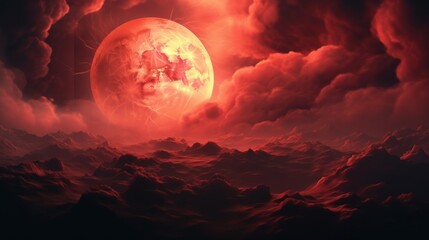 Red Planet Landscape with Glowing Sky - Fantasy Art