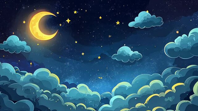 Fantasy starry night sky on space with bright stars illustration background