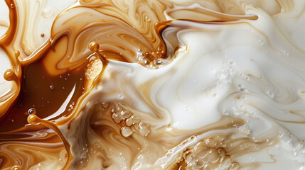 Organic Artistry Transformative Swirls of Milk and Coffee in Futuristic Designs